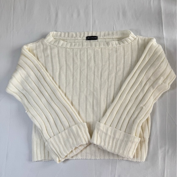 Cream Ribbed Knit Sweater - Picture 2 of 8